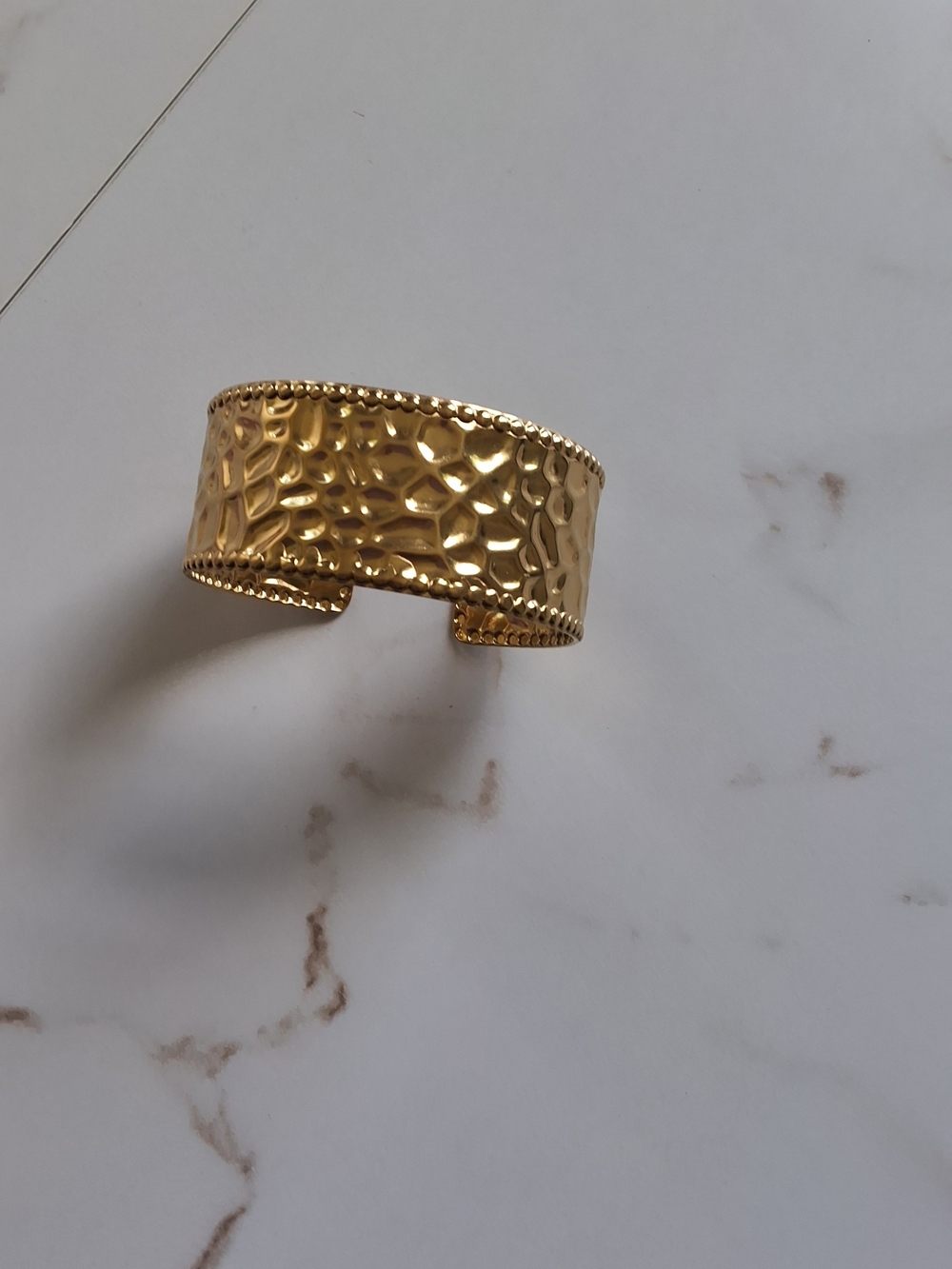 Textured Gold Open Cuff Bracelet for Women